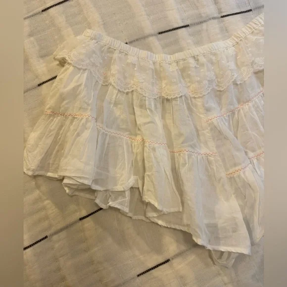 Free People In Full Swing Shorts White Lace Ruffle Boho M - Picture 14 of 14